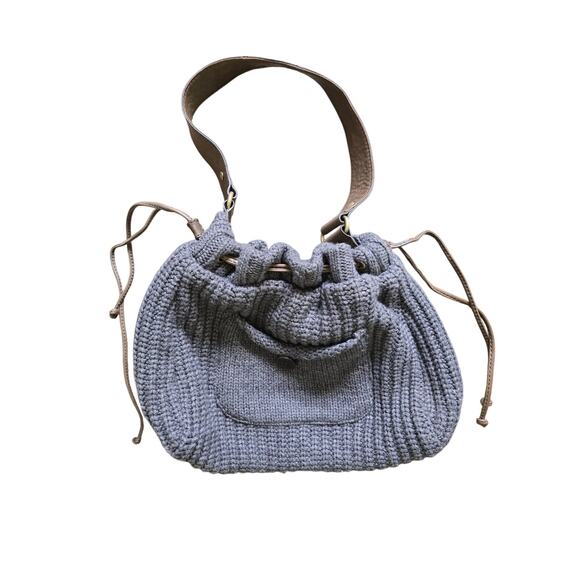 Ugg Australia Gray Sweater Knit Wool Blend Drawstring Shoulder Bucket Bag - Picture 1 of 10
